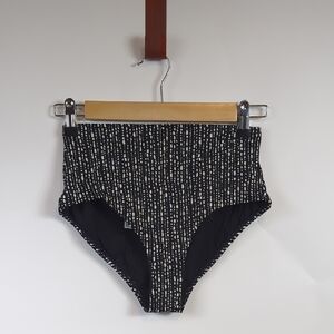 Athleta High Waist Bikini Full Bottom Black Cream XXS